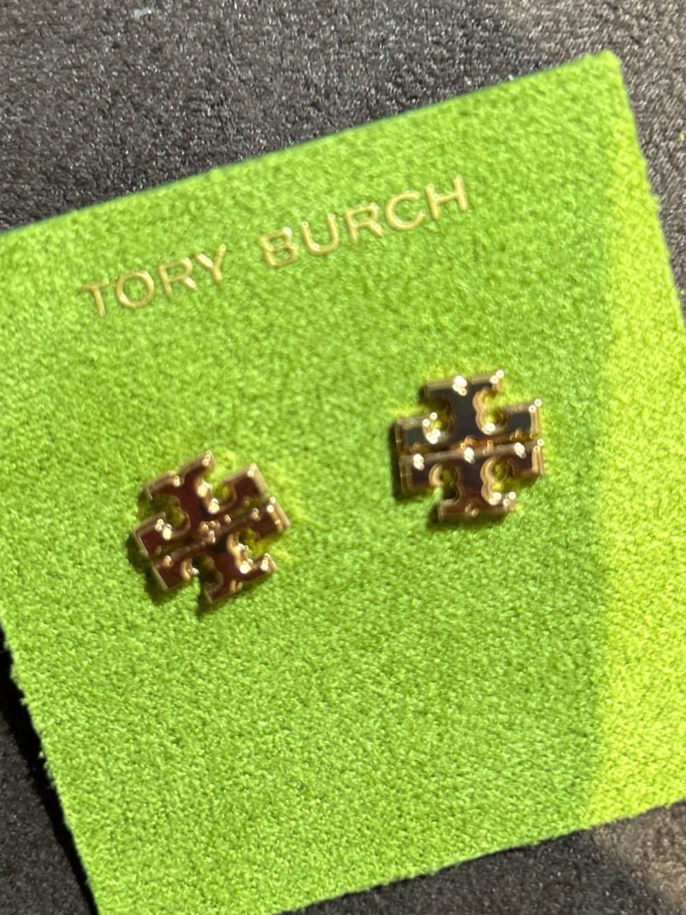 Tory Burch Gold-Tone small  Logo Stud Earrings gold color new double T logo